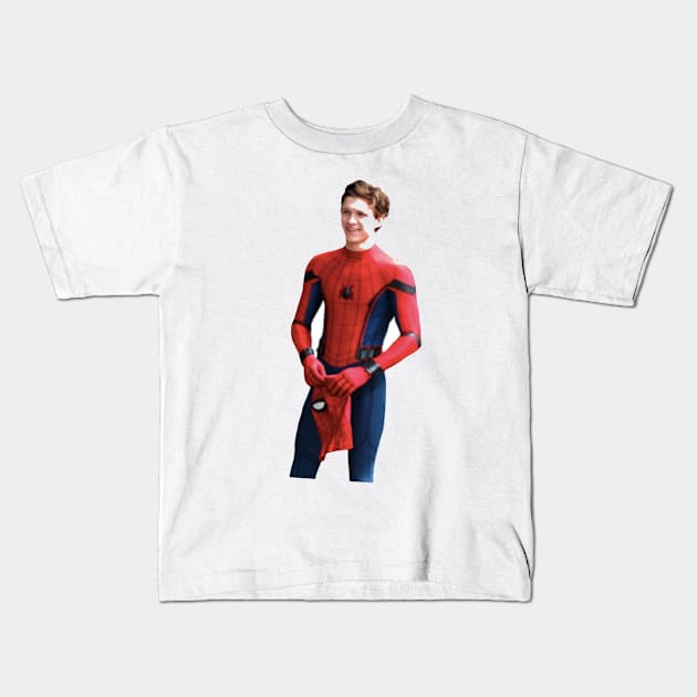 Tom Holland Spiderman Kids T-Shirt by Biscuit25